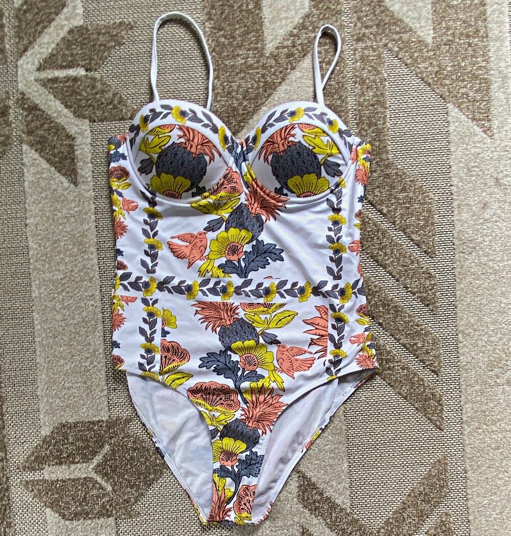 SHEIN Women’s M Regular One-Piece Swimsuit Spaghetti Adjustable Padded Floral